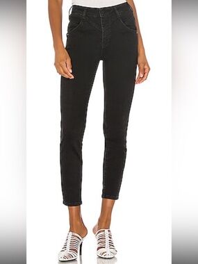 We The Free People Washed Black Cotton Blend Riley Seamed Skinny Jeans Sz. 27